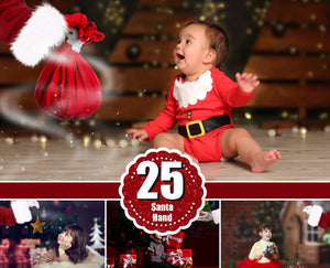 30 Santa Hand, Photoshop Mix overlay, Christmas holiday winter overlay, digital backdrop, snow, art text, png file