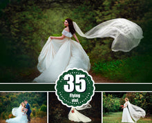Load image into Gallery viewer, 35 wedding veil photo overlays, wedding dress overlays, Flying fabric overlay, Photoshop Mix Overlay, digital download, png file