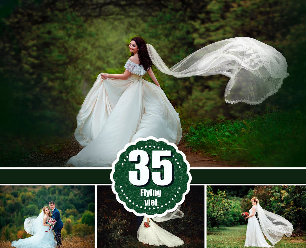 35 wedding veil photo overlays, wedding dress overlays, Flying fabric overlay, Photoshop Mix Overlay, digital download, png file