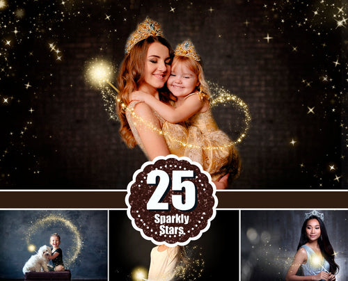 25 Sparkle stardust photo overlay, magic Wand Photoshop overlay, Golden glitter, Gold Stars, light shine effect, bokeh, fairy dust, png