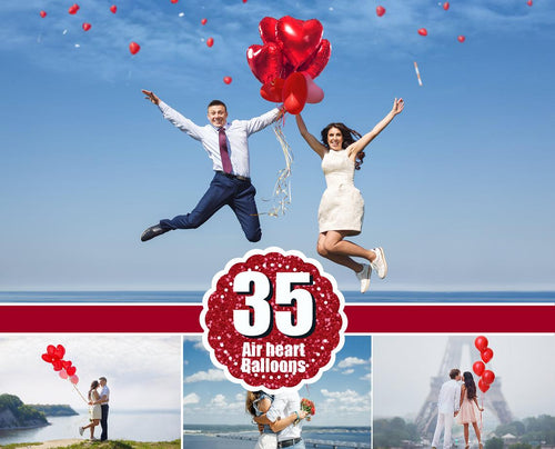 35 Heart balloons photo overlays, valentines Photoshop overlays, love and wedding romantic overlays, valentines overlays, png file