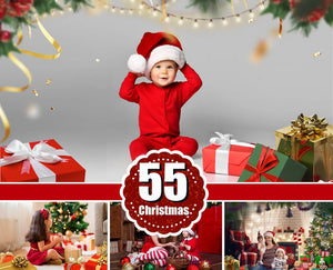 55 Christmas gift box, present, branch, tree, string light, Photoshop Mix overlay, birthday, holida, New Year photo prop, digital download