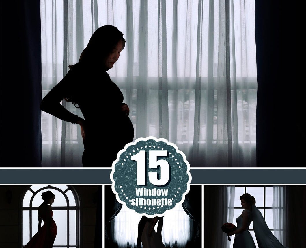 15 Window silhouette maternity, black sheer curtain wall decor digital background, digital backdrop, Portrait photo, Photoshop Overlays, jpg