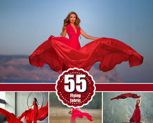 Load image into Gallery viewer, 55 Flying fabric dress Photo Overlays, Photoshop Mix Overlay, flowing cloth wave, silk waving flying satin, wedding, digital backdrop png