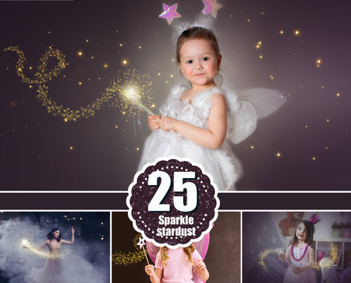 25 Magic shine fairy effects, Photoshop overlays, sparkle stardust, fairy dust, digital backdrop, golden glitter, light effect, jpg
