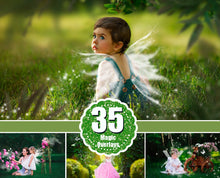 Load image into Gallery viewer, 35 magic fairy light photo overlays, lights effects, wing, star, blowing glitter, fairy dust, butterfly, fantasy Digital Download, png file