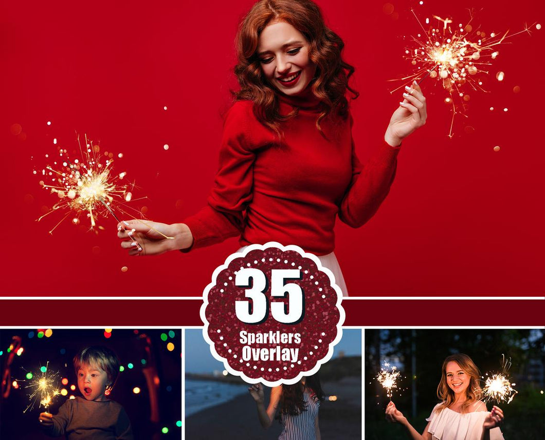 35 Sparkler overlays, Christmas, holiday, xmas, winter, New Year, wedding, Photoshop overlay, lights, bengal fire, bokeh, png