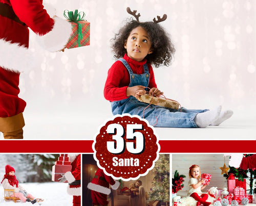 Santa overlay, Photoshop Mix overlay, deer, snow, cloud, star, Christmas holiday new year, real Santa present, winter, clip art, png file