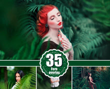 Load image into Gallery viewer, 35 Fern Photo Overlays, shooting through branches, tree, green, forest, spring, summer Photoshop Mix, Photoshop Overlays, png