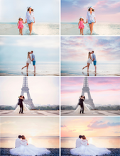 Load image into Gallery viewer, 35 Dreamy romantic pastel sky, skies clouds gimp overlay, beach realistic magical lavender sky, Photoshop Overlays, digital backdrop jpg