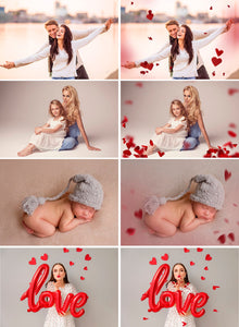 35 Red Paper Heart Valentines day Photo Overlays, blowing love heart, blowing kisses, Valentine wedding Photoshop mix, glitter overlays png