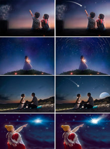 35 Falling star Photoshop overlay, Night sky, starlight, milky way, galaxy, space overlays, natural sky, cloud skies, magic, png