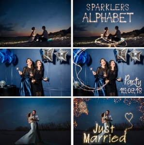 70 Sparklers alphabet, Photoshop overlays, long exposure layer, Light painting, Digital backdrop, wedding christmas night photo sessions