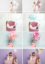 Load image into Gallery viewer, 50 Pink Gold foil Number Balloons, Photoshop Mix Overlays, digital backdrop, Balloon unicorn clipart, birthday, holiday, party, png