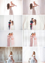 Load image into Gallery viewer, 35 White sheer curtain wall decor Background, Digital Backdrop, Portrait photo texture, wedding lights bokeh, Photoshop Overlays, jpg