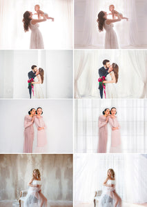 35 White sheer curtain wall decor Background, Digital Backdrop, Portrait photo texture, wedding lights bokeh, Photoshop Overlays, jpg
