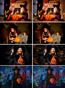 45 Halloween Bokeh Overlays, Photoshop Overlay, light effect, pumpkin ghost bat cross bokeh, spooky flying ghost, digital background, jpg