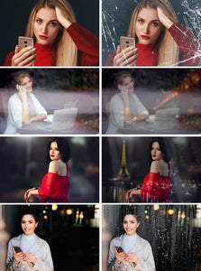 60 Realistic Glass Photoshop Overlays, broken glass, shooting through window, rain reflect, Water Drops, Light Effect, city bokh, png