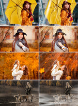 Load image into Gallery viewer, Autumn Set Photo Overlays Falling Leaves, fog, cloud, sky, raine, sun, light, background, photoshop overlay, Autumn Bundle, realistic effect