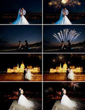 Load image into Gallery viewer, 100 fireworks Photo Overlays, Photoshop Overlay, Wedding Party Holiday light, Night, Lighter Effect, Mini Sessions, jpg png file