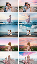 Load image into Gallery viewer, 55 Beautiful amazing colorful real beach nature skies sky clouds overlays, Backgrounds, blue pastel sunset dark skies, Wedding jpg file