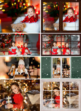 Load image into Gallery viewer, 35 Christmas New Year Window Set, Frame Overlays, Photoshop Mix, snowflakes, frost, freeze, Ice Crystals, texture, snow, winter, png
