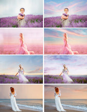 Load image into Gallery viewer, 55 pastel romantic sky photo Overlays, beautiful skies, clouds effect, realistic nature dreamy sky, beach, Digital backdrop, jpg file