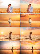 Load image into Gallery viewer, 55 sunset sky, pastel Sky, skies overlay, beach, realistic, romantic, english, nature, Photoshop Overlays, Gold cloud, texture, bundle, jpg