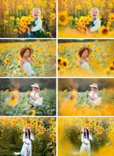 Load image into Gallery viewer, 35 Sunflower Photo Overlays, flower summer spring overlays, digital backdrop, digital background, Photoshop Mix overlay, art frame, png file