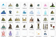 Load image into Gallery viewer, 30 fairy castle tower Photoshop overlays, disney, house, girl baby kids princess sessions, mini sessions, clipart, clip art images, png file
