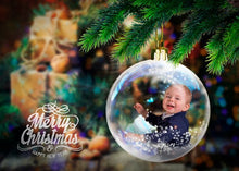 Load image into Gallery viewer, Christmas Snow Globes, digital backdrop, digital background, template scene, christmas ball holiday, sleigh bells, Christmas Cards png file