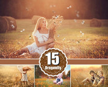 Load image into Gallery viewer, 15 Dragonfly butterfly photo photography Overlays, Photoshop overlay, photo effects, magic overlays, summer spring overlays, png file