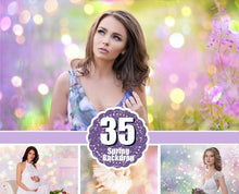 Load image into Gallery viewer, 35 spring summer pastel photo art backdrops, Photoshop background textures overlay, digital backdrops, photoshop overlay, Photo overlays