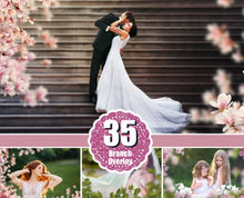 Load image into Gallery viewer, 35 flower branch tree leaf grass Photo Overlays, Photoshop overlay, spring summer overlays, wedding, baby, bride, children png file