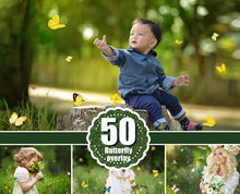 Load image into Gallery viewer, 50 Butterfly Photo Overlays, Realistic Natural flying butterflies Photo layer, Professional Photoshop effect, Photoshop overlay, png file