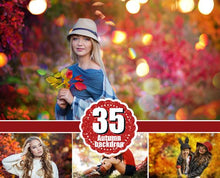 Load image into Gallery viewer, 35 autumn backdrop background texture bokeh, autumn overlay, lights, Photoshop, christmas, holliday, wedding, photo session, jpg