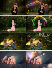 Load image into Gallery viewer, 100 color bokeh, Photoshop Overlays, silver, gold, star heart Holiday Christmas XMAS bokeh, photo overlay, lights, Digital Background, jpg