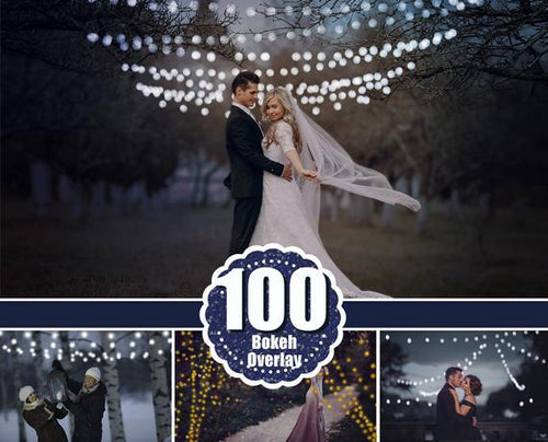 100 gold silver shine bokeh, Photoshop Overlays, Christmas magic shine light, wedding, sparkles star, heart bokeh, png file