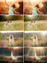 Load image into Gallery viewer, 50 natural sun light effects, Photoshop Overlays, sunlight, sun lens, sun rays, sunlight rays, Digital Backdrop background, jpg png file