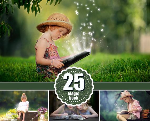 25 magic shine book present Photoshop Overlays, Fantasy christmas Photo overlays, shine sparkles photo effect, magic pixie dust effect, png