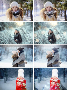 110 Winter set Photoshop Overlays, Wonderland effect, Realistic Snow, Christmas сollection, Snow, Light, Bokeh, fog, fram, deer