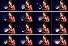 Load image into Gallery viewer, 25 magic shine book present Photoshop Overlays, Fantasy christmas Photo overlays, shine sparkles photo effect, magic pixie dust effect, png