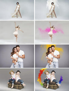 35 Floating colour powder Dust Photoshop Overlays, Sparkling Glitter powder, colored magic dust effect, Background Backdrops png